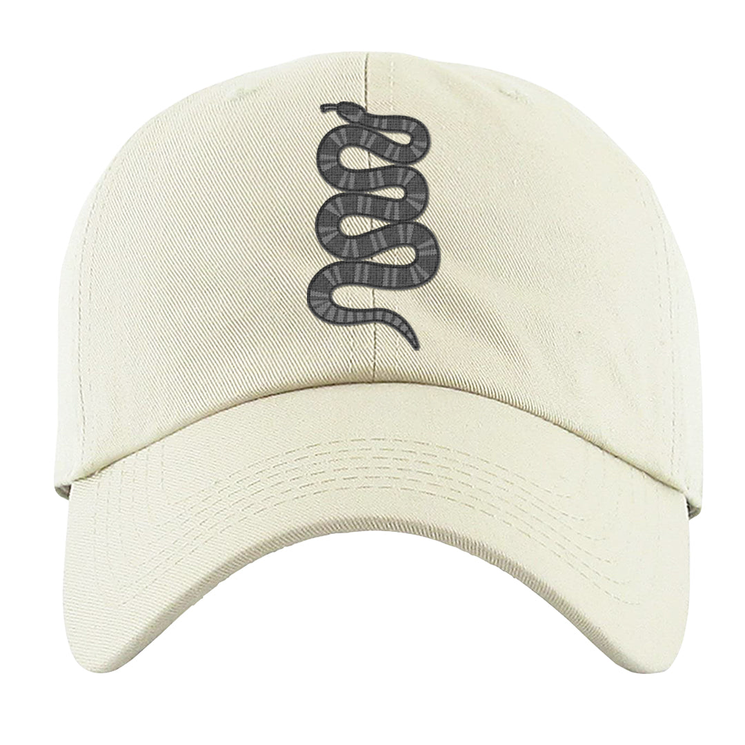 Black Canvas 4s Dad Hat | Coiled Snake, White