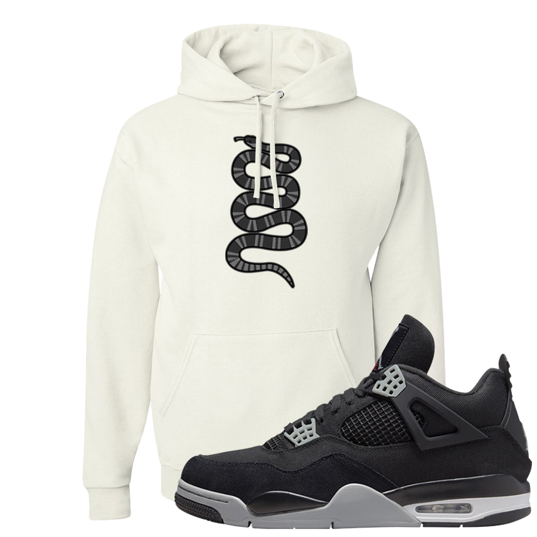 Black Canvas 4s Hoodie | Coiled Snake, White