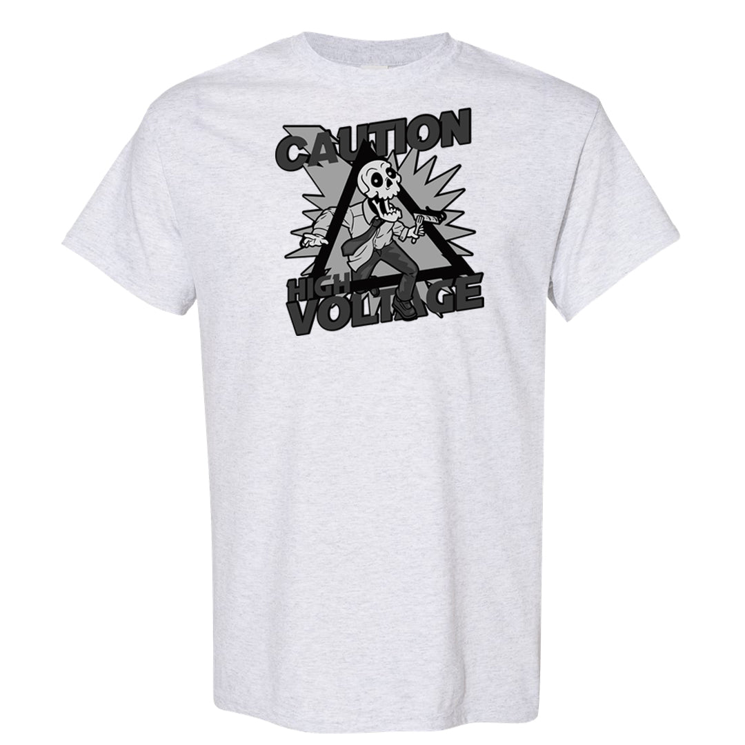 Black Canvas 4s T Shirt | Caution High Voltage, Ash