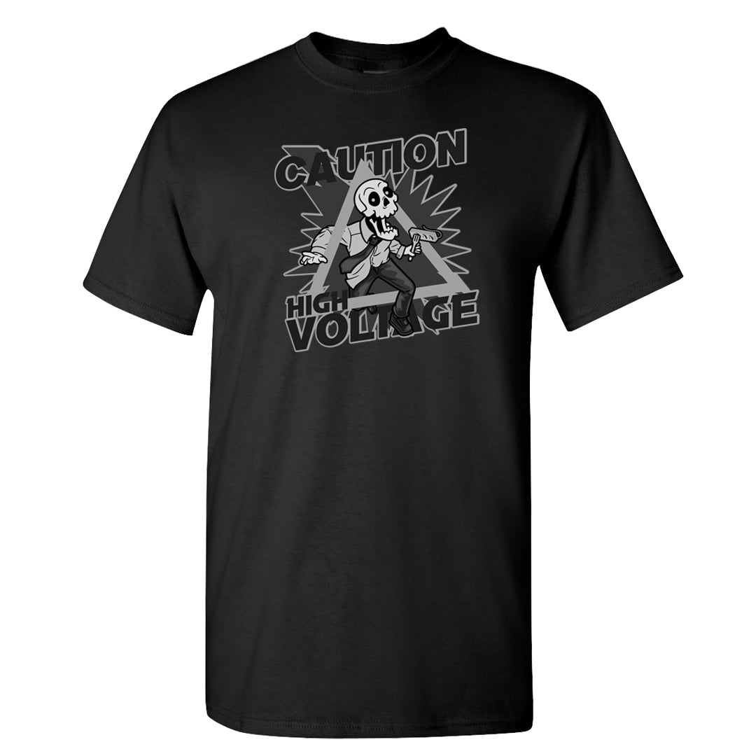 Black Canvas 4s T Shirt | Caution High Voltage, Black