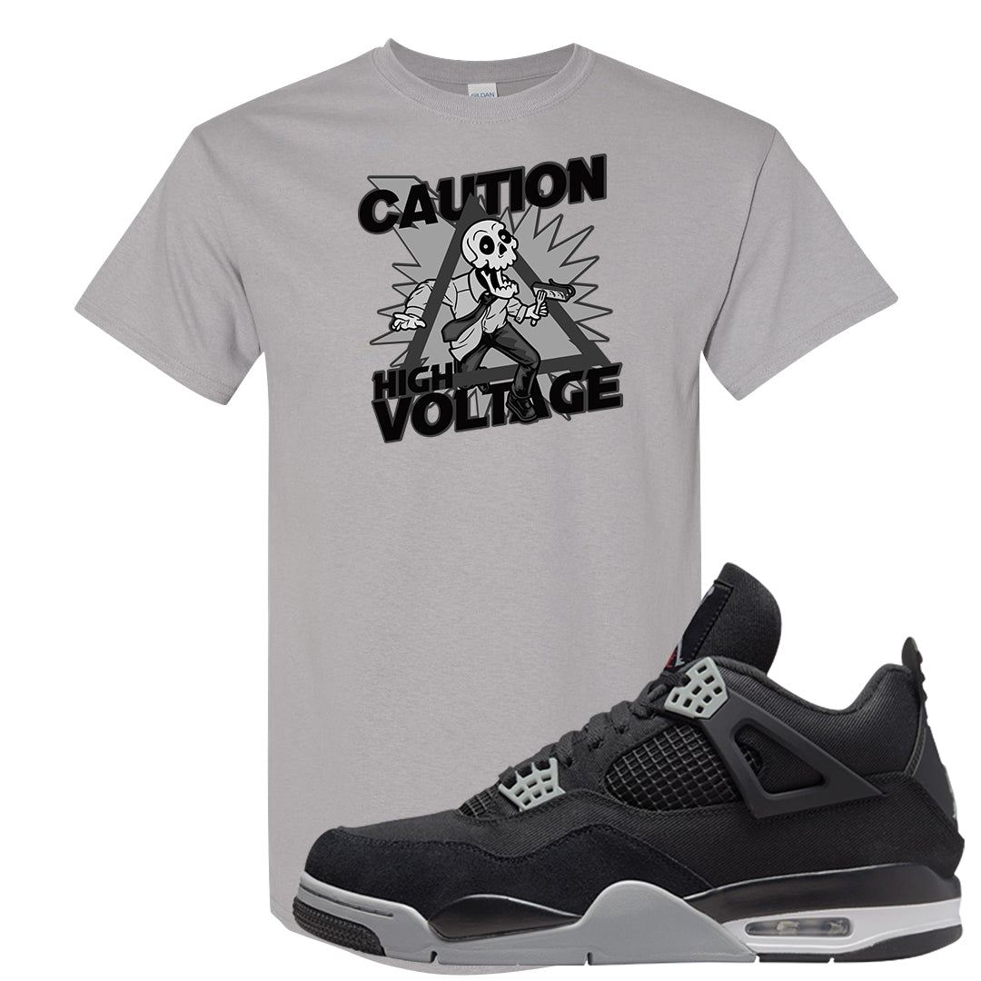 Black Canvas 4s T Shirt | Caution High Voltage, Gravel