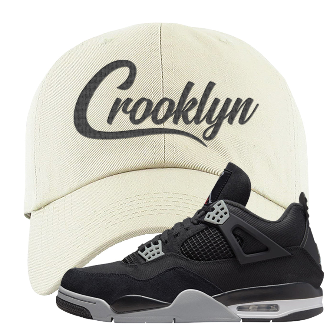 Black Canvas 4s Dad Hat | Crooklyn, White