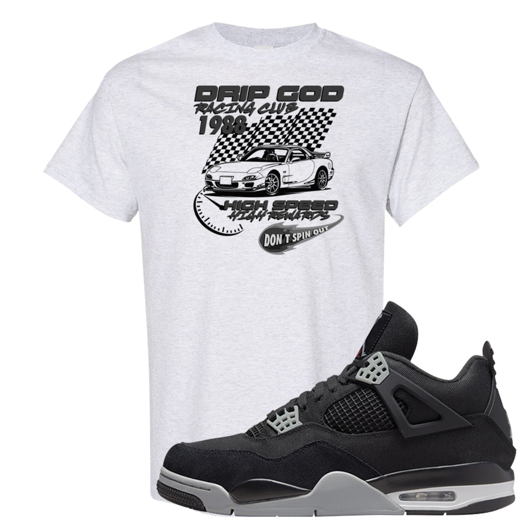Black Canvas 4s T Shirt | Drip God Racing Club, Ash
