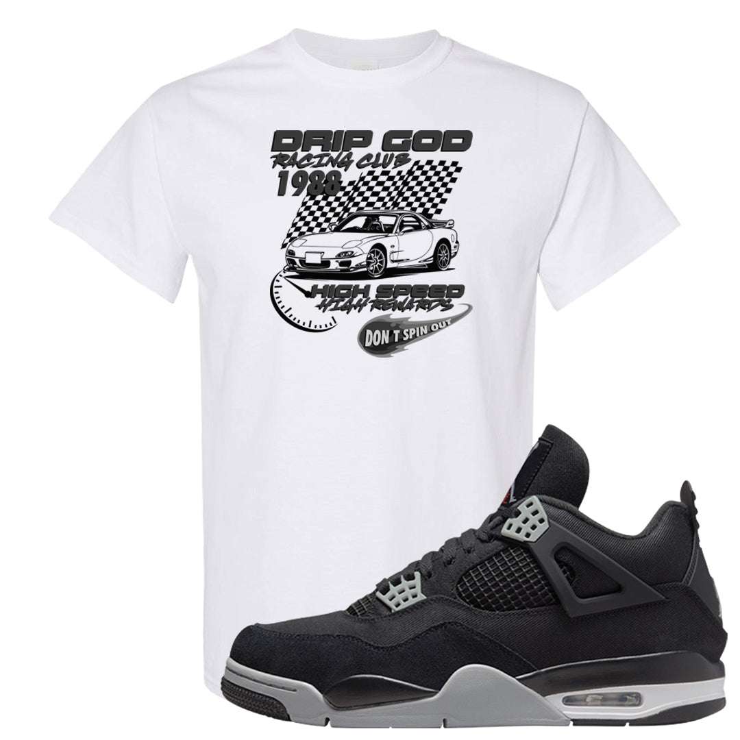 Black Canvas 4s T Shirt | Drip God Racing Club, White