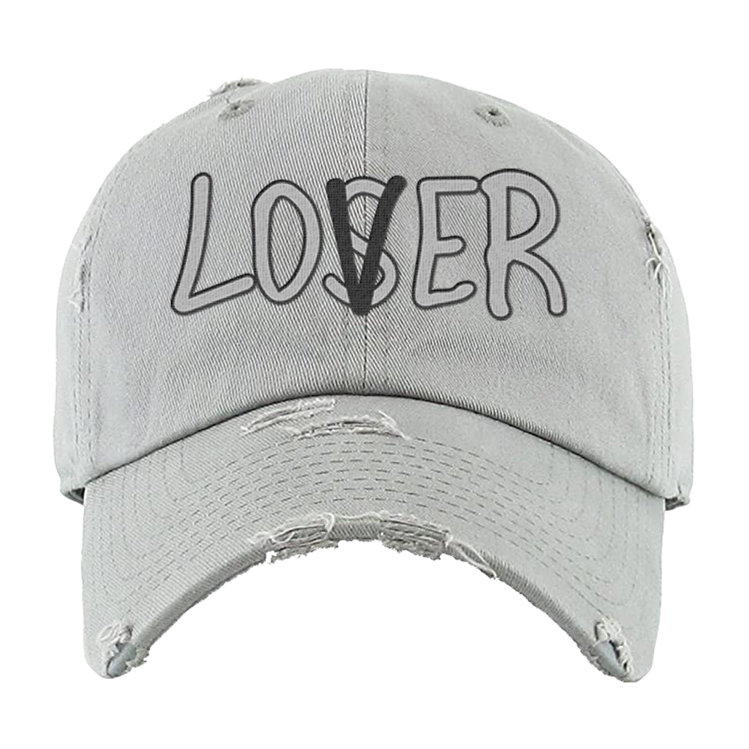 Black Canvas 4s Distressed Dad Hat | Lover, Light Gray
