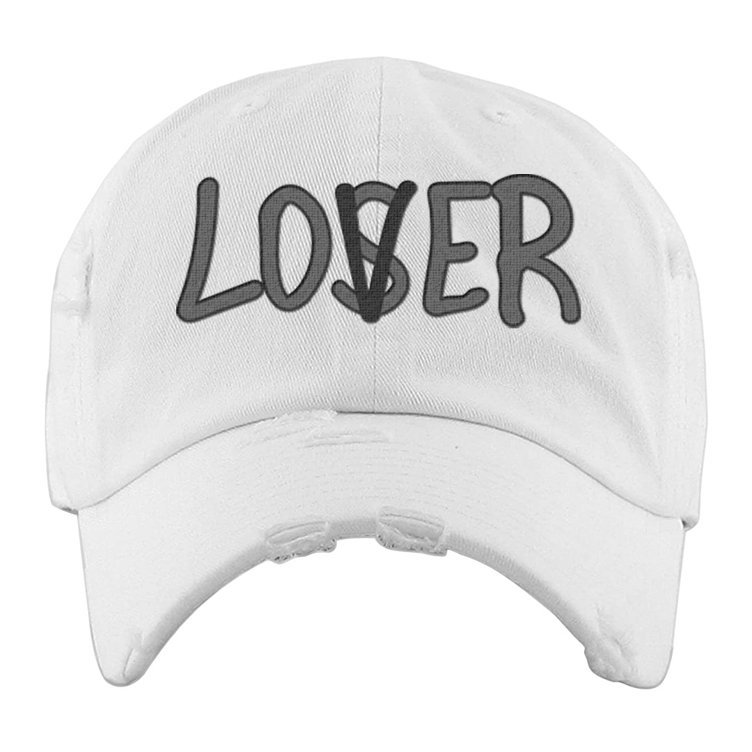 Black Canvas 4s Distressed Dad Hat | Lover, White