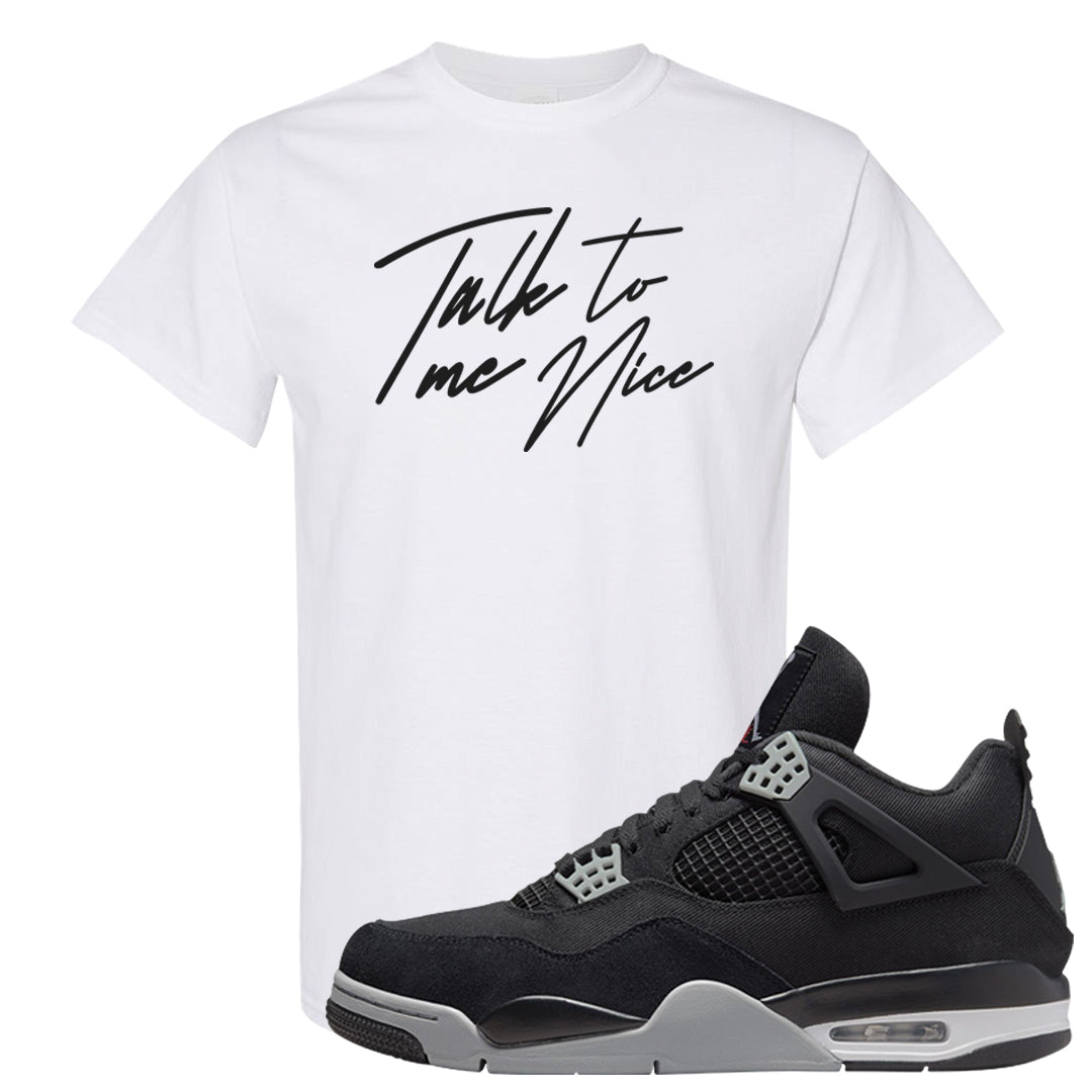 Black Canvas 4s T Shirt | Talk To Me Nice, White