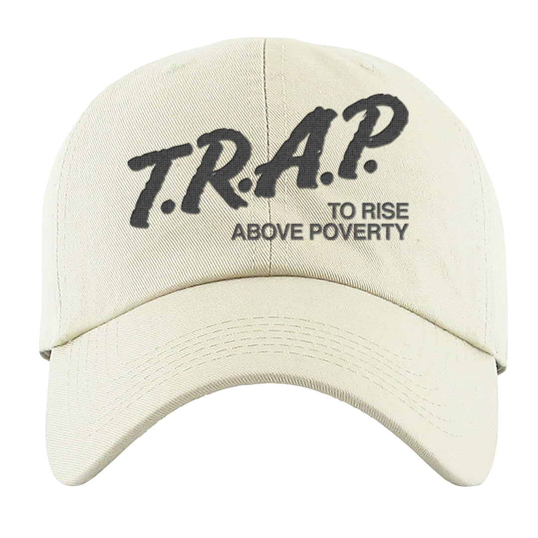 Black Canvas 4s Dad Hat | Trap To Rise Above Poverty, White