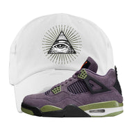 Canyon Purple 4s Distressed Dad Hat | All Seeing Eye, White