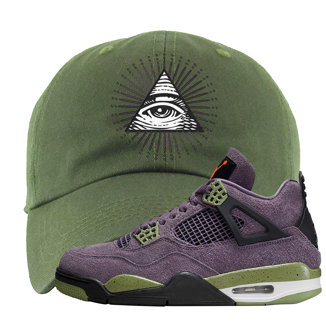 Canyon Purple 4s Dad Hat | All Seeing Eye, Olive