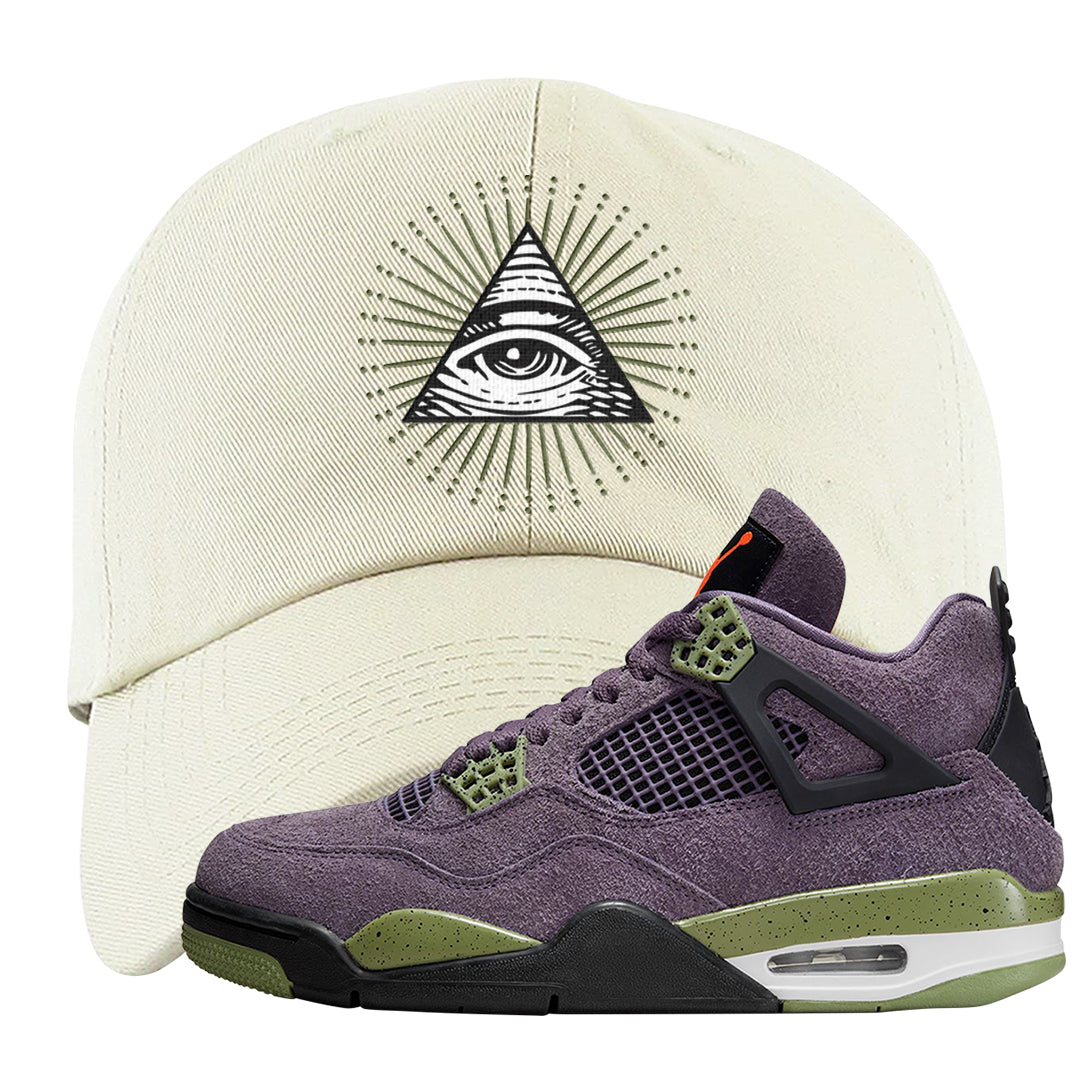 Canyon Purple 4s Dad Hat | All Seeing Eye, White