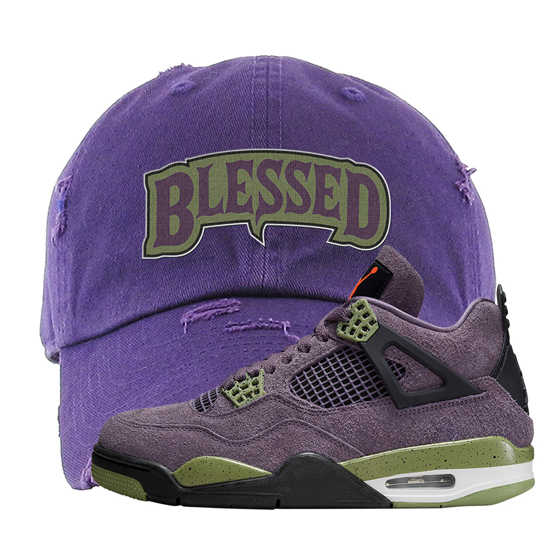 Canyon Purple 4s Distressed Dad Hat | Blessed Arch, Purple