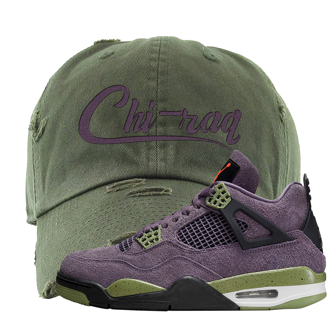 Canyon Purple 4s Distressed Dad Hat | Chiraq, Olive