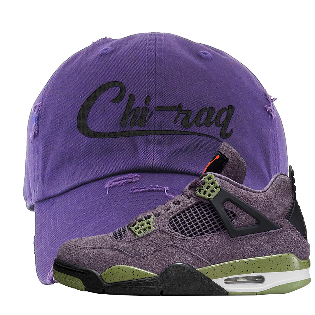 Canyon Purple 4s Distressed Dad Hat | Chiraq, Purple
