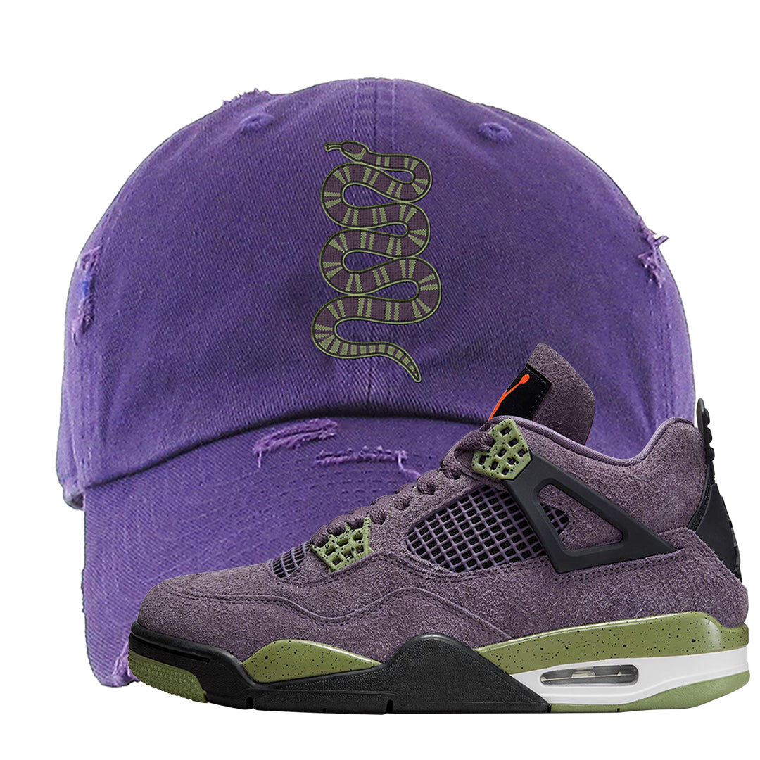 Canyon Purple 4s Distressed Dad Hat | Coiled Snake, Purple