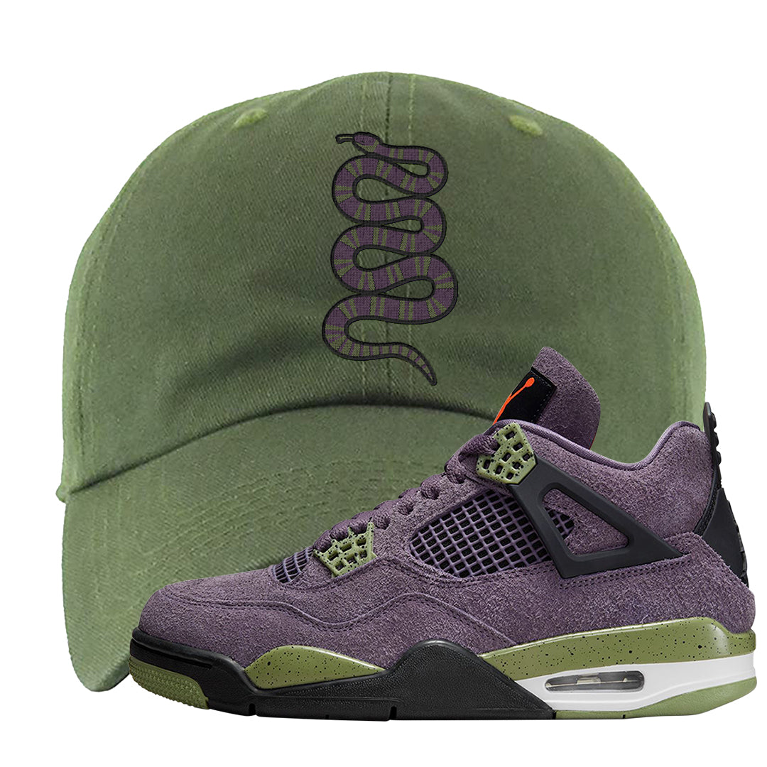 Canyon Purple 4s Dad Hat | Coiled Snake, Olive