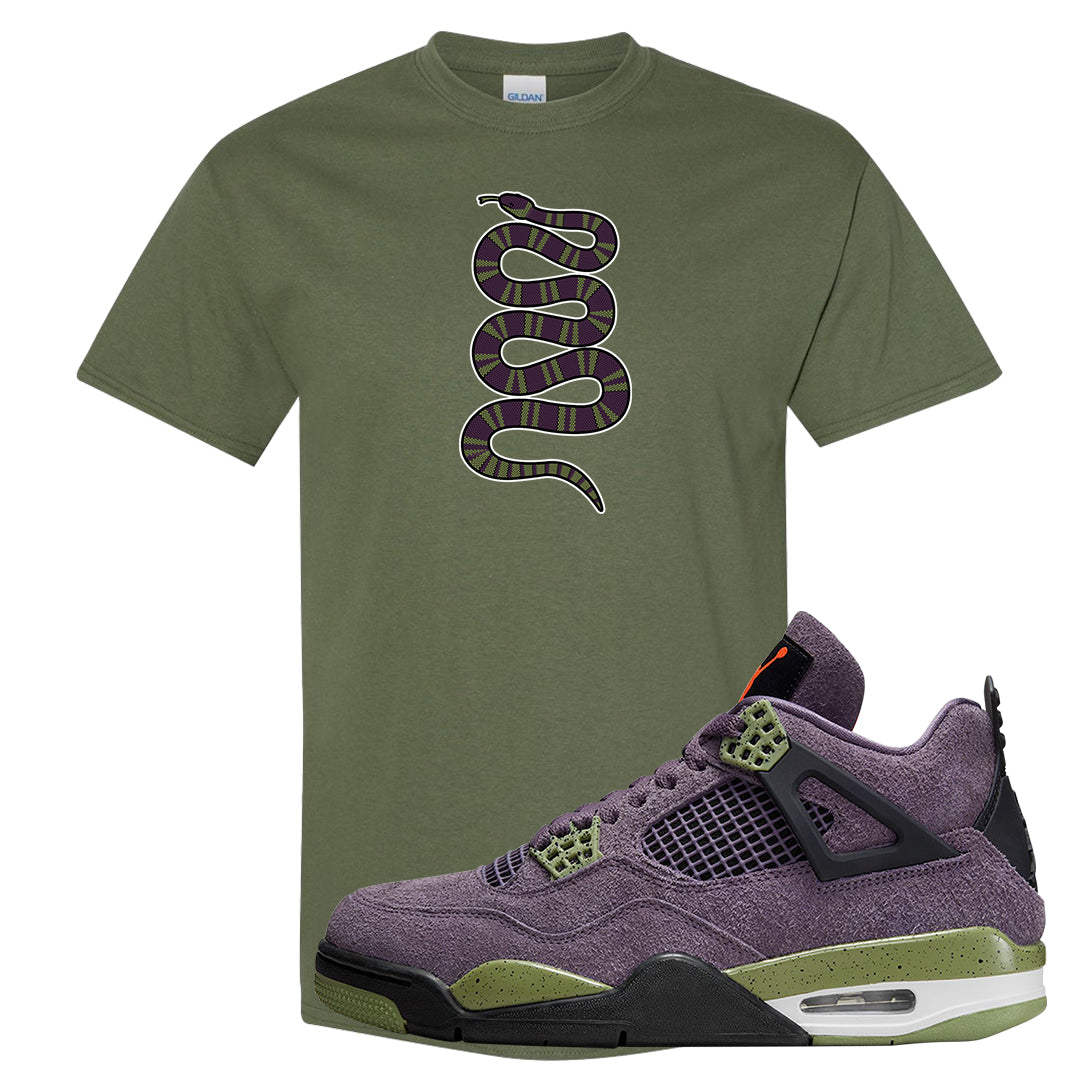 Canyon Purple 4s T Shirt | Coiled Snake, Military Green