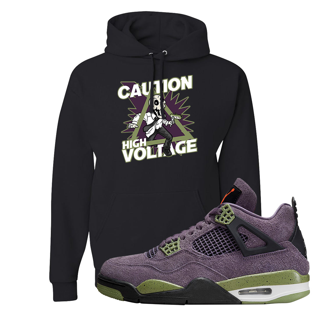 Canyon Purple 4s Hoodie | Caution High Voltage, Black
