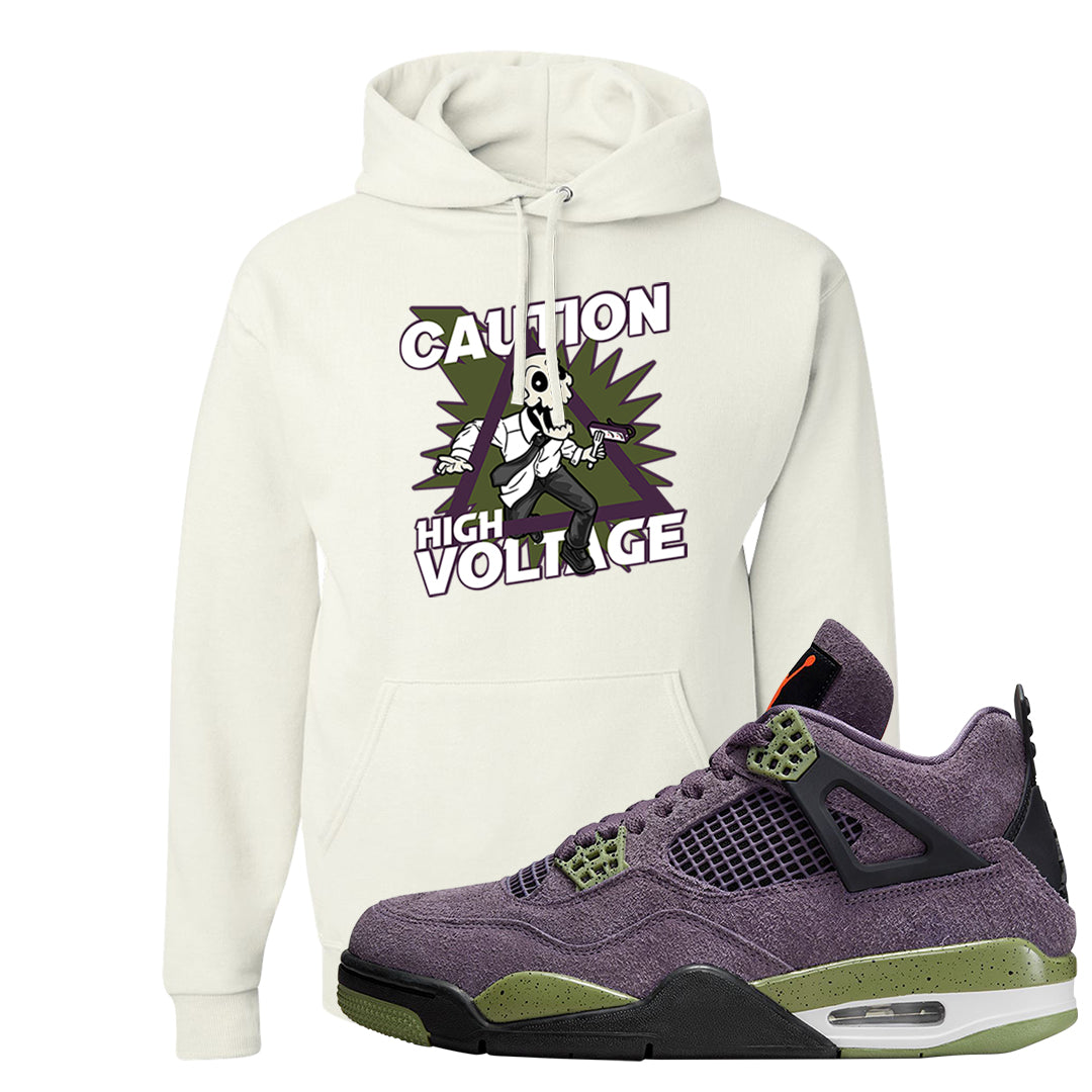 Canyon Purple 4s Hoodie | Caution High Voltage, White