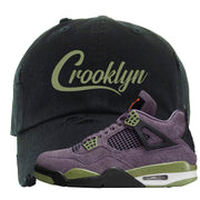 Canyon Purple 4s Distressed Dad Hat | Crooklyn, Black