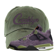 Canyon Purple 4s Distressed Dad Hat | Crooklyn, Olive