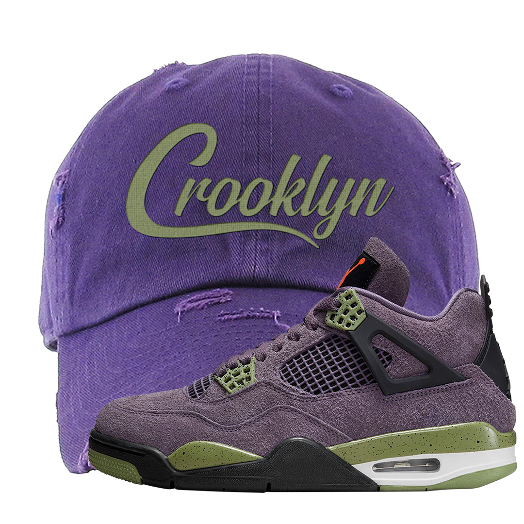 Canyon Purple 4s Distressed Dad Hat | Crooklyn, Purple