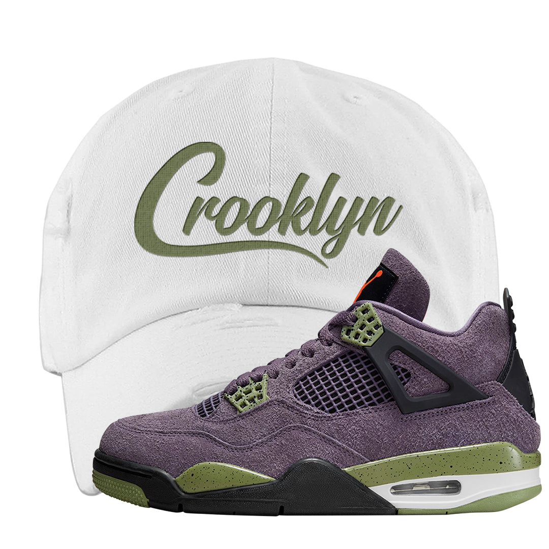 Canyon Purple 4s Distressed Dad Hat | Crooklyn, White