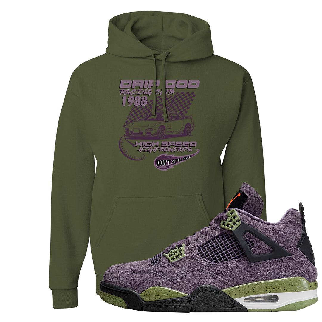 Canyon Purple 4s Hoodie | Drip God Racing Club, Military Green