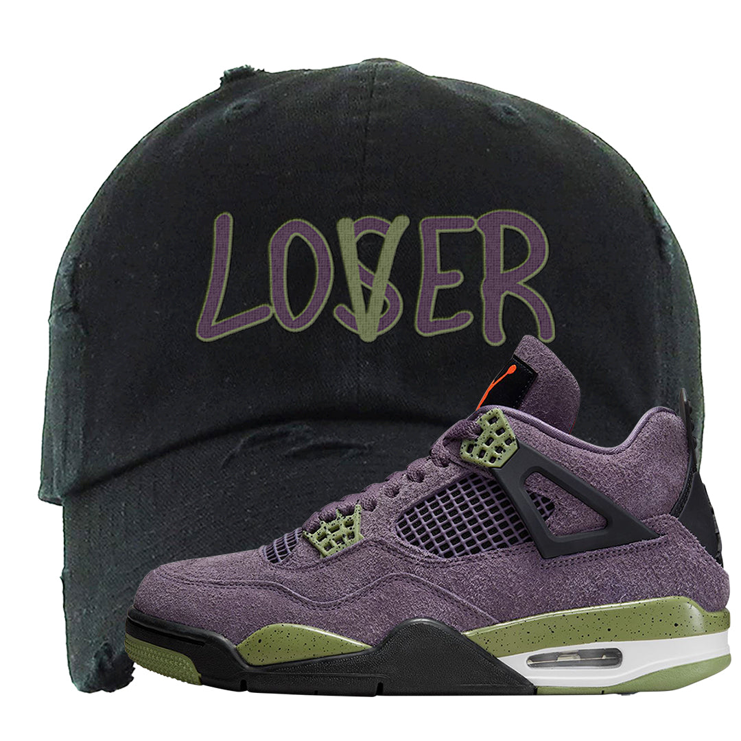 Canyon Purple 4s Distressed Dad Hat | Lover, Black