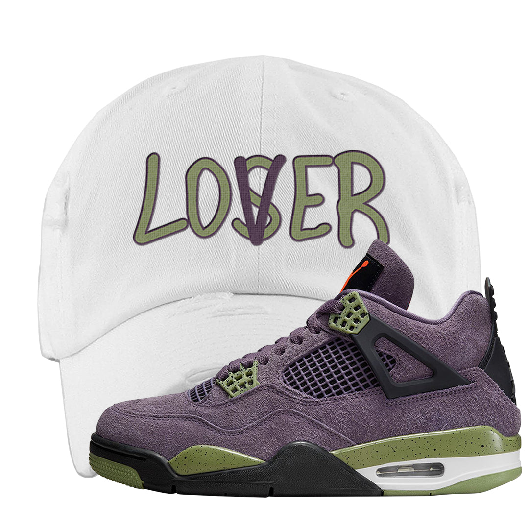 Canyon Purple 4s Distressed Dad Hat | Lover, White