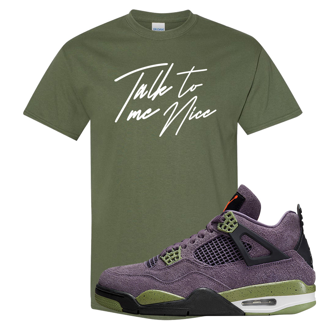 Canyon Purple 4s T Shirt | Talk To Me Nice, Military Green