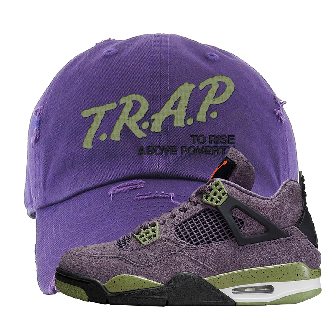 Canyon Purple 4s Distressed Dad Hat | Trap To Rise Above Poverty, Purple