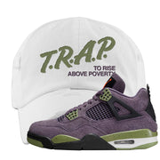 Canyon Purple 4s Distressed Dad Hat | Trap To Rise Above Poverty, White