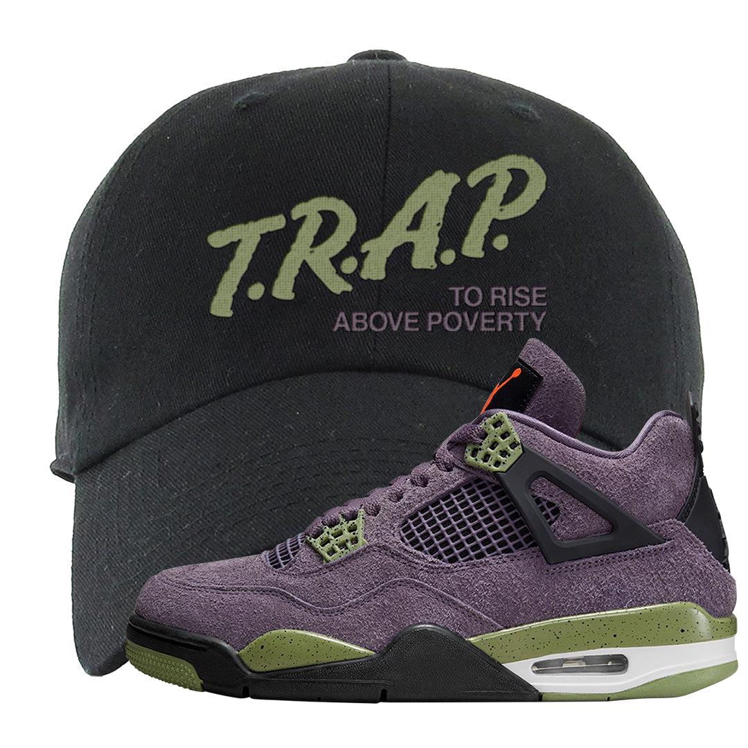 Canyon Purple 4s Dad Hat | Trap To Rise Above Poverty, Black