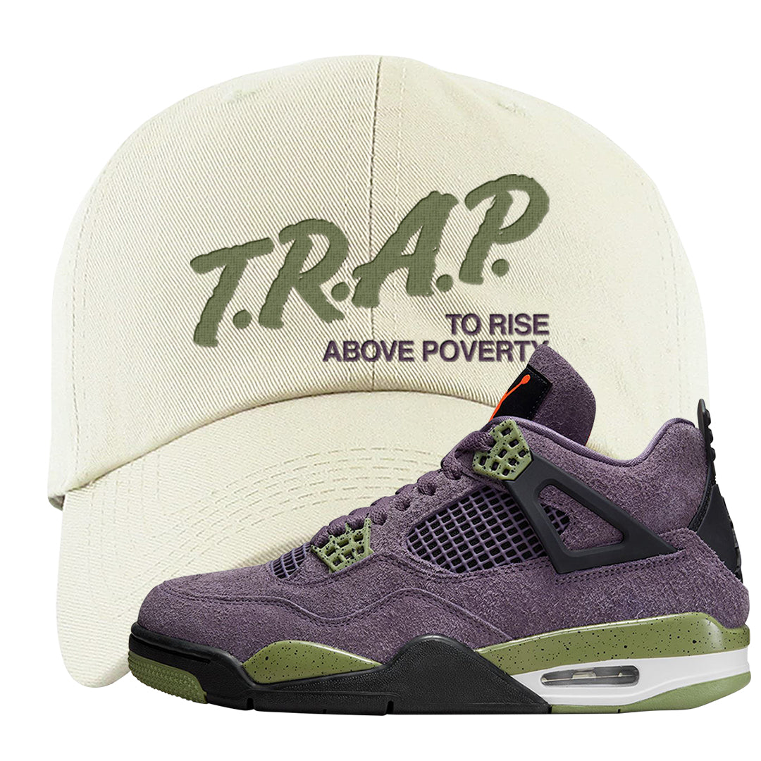 Canyon Purple 4s Dad Hat | Trap To Rise Above Poverty, White
