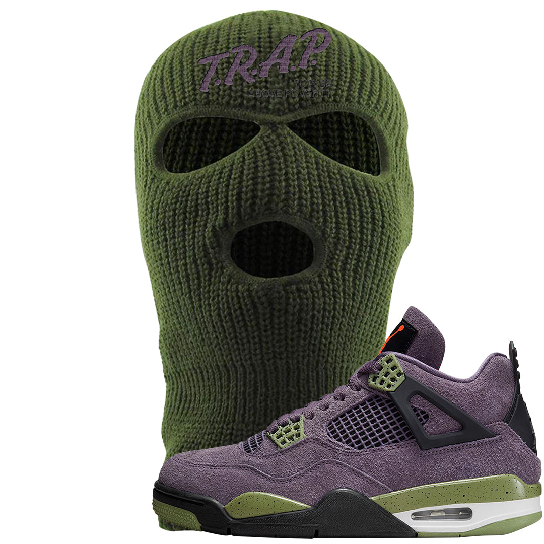 Canyon Purple 4s Ski Mask | Trap To Rise Above Poverty, Olive