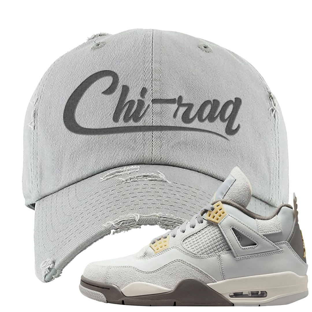 Photon Dust 4s Distressed Dad Hat | Chiraq, Light Gray