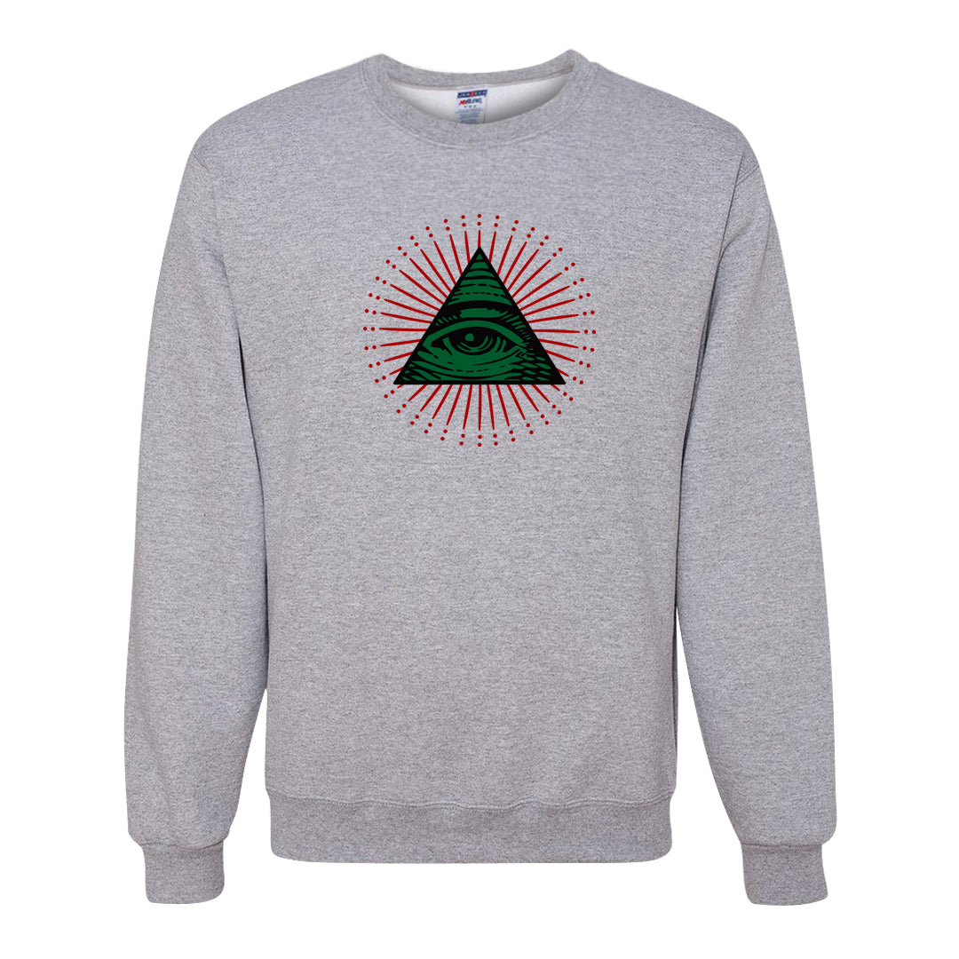 Pine Green SB 4s Crewneck Sweatshirt | All Seeing Eye, Ash