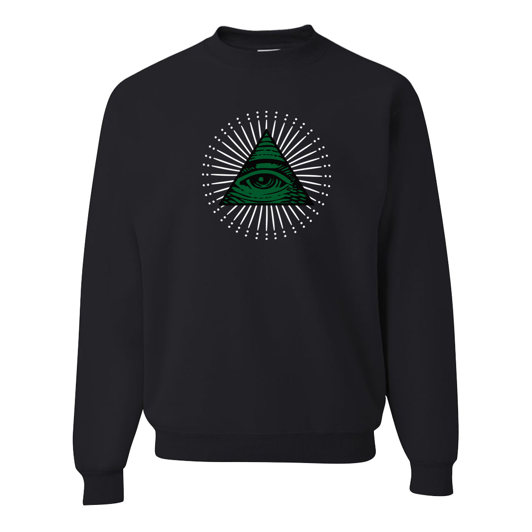Pine Green SB 4s Crewneck Sweatshirt | All Seeing Eye, Black