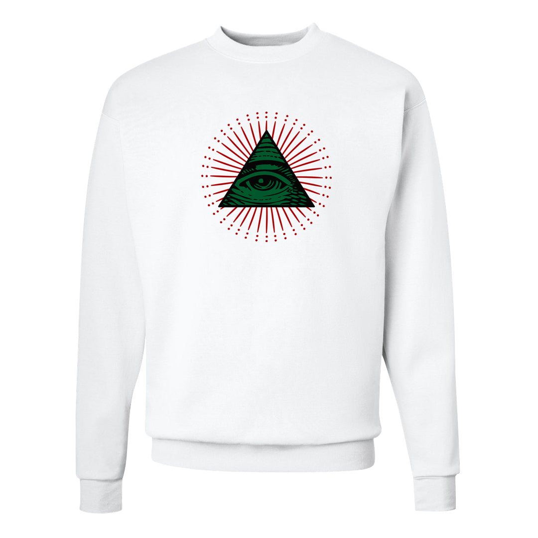 Pine Green SB 4s Crewneck Sweatshirt | All Seeing Eye, White