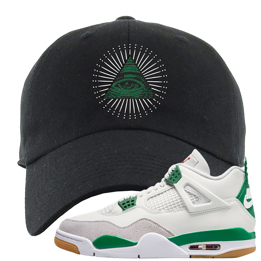 Pine Green SB 4s Dad Hat | All Seeing Eye, Black