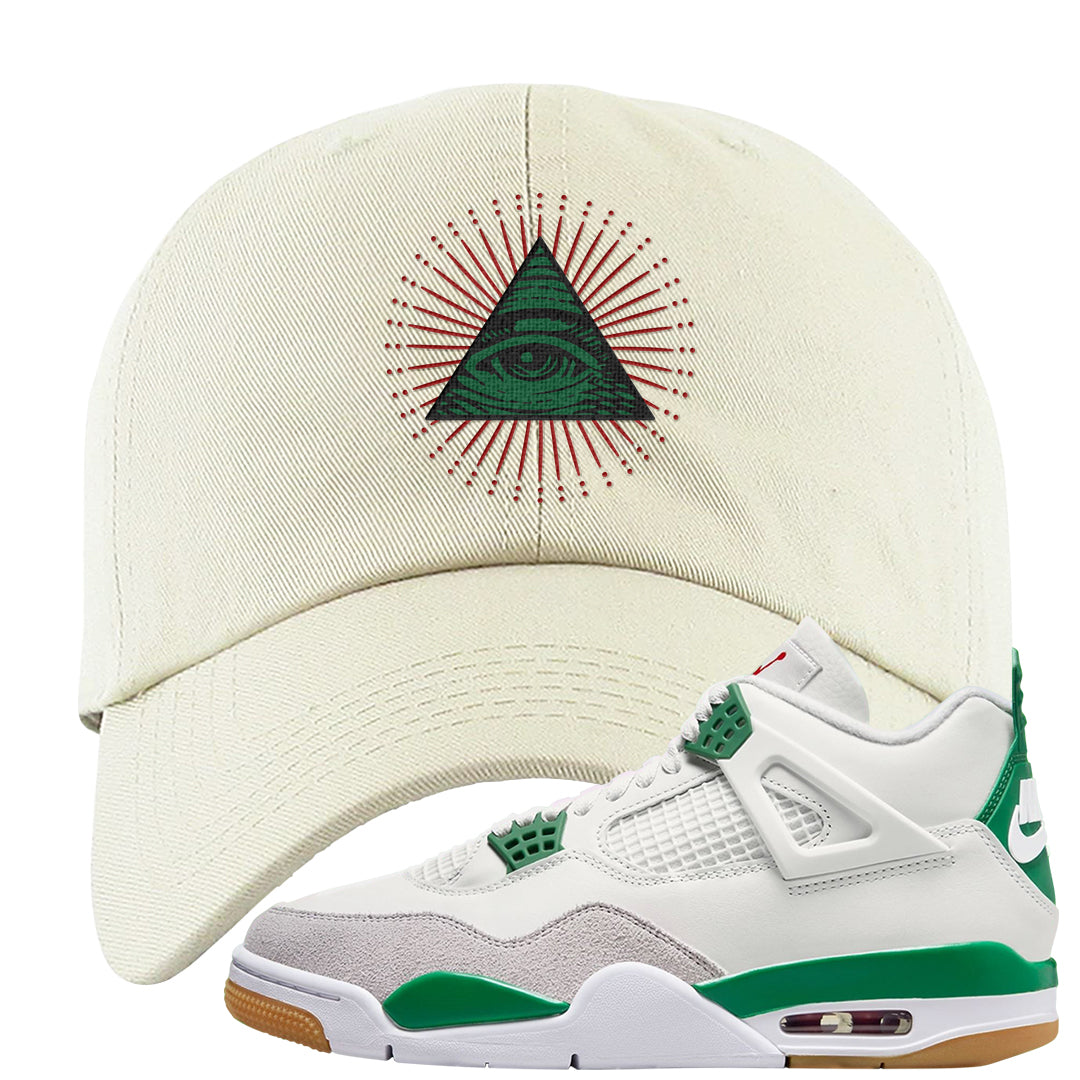 Pine Green SB 4s Dad Hat | All Seeing Eye, White