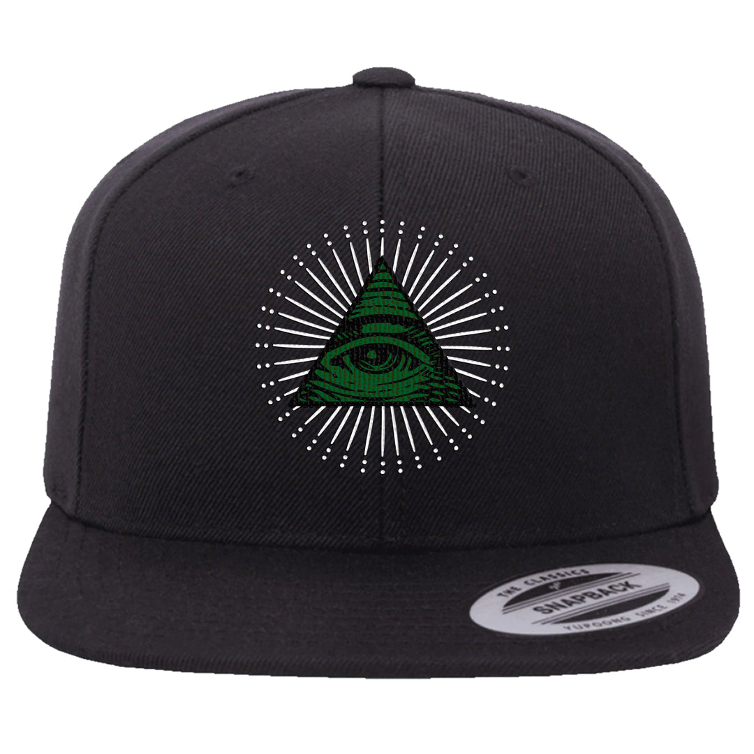 Pine Green SB 4s Snapback Hat | All Seeing Eye, Black
