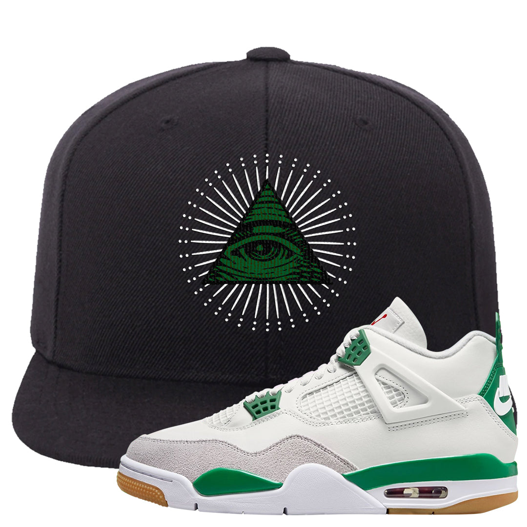 Pine Green SB 4s Snapback Hat | All Seeing Eye, Black