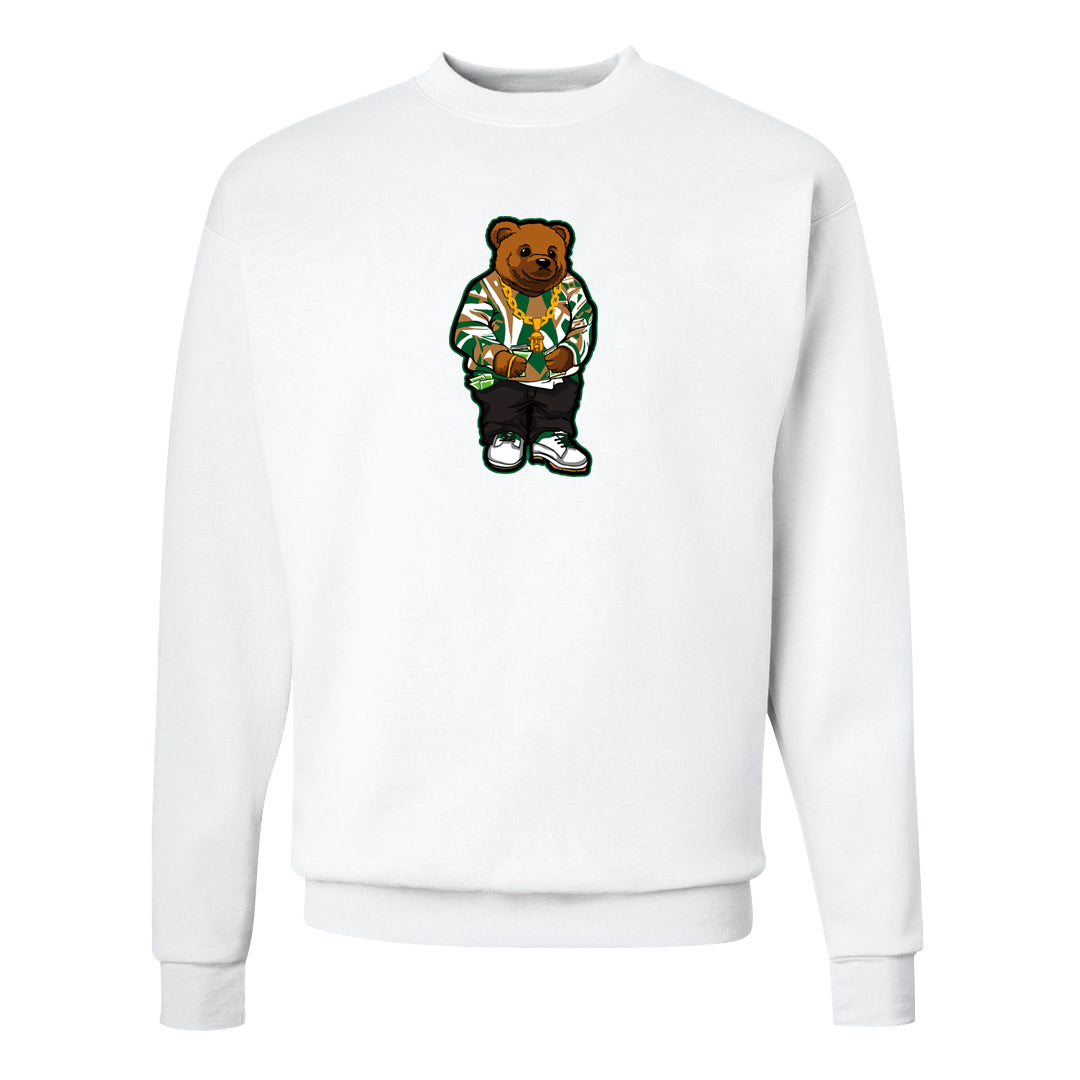 Pine Green SB 4s Crewneck Sweatshirt | Sweater Bear, White