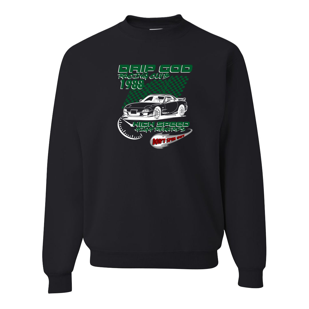Pine Green SB 4s Crewneck Sweatshirt | Drip God Racing Club, Black