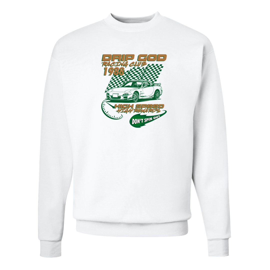 Pine Green SB 4s Crewneck Sweatshirt | Drip God Racing Club, White