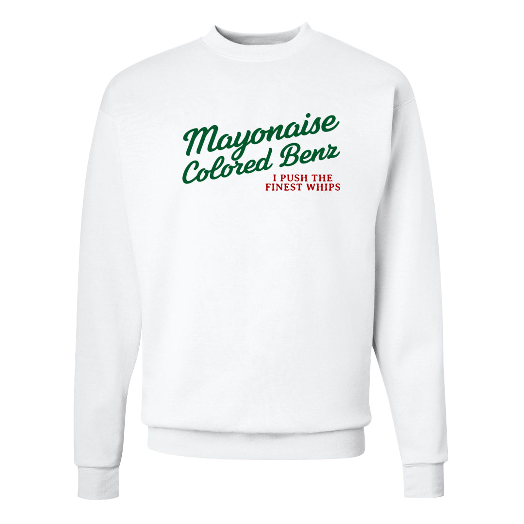 Pine Green SB 4s Crewneck Sweatshirt | Mayonaise Colored Benz, White