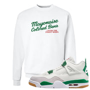 Pine Green SB 4s Crewneck Sweatshirt | Mayonaise Colored Benz, White