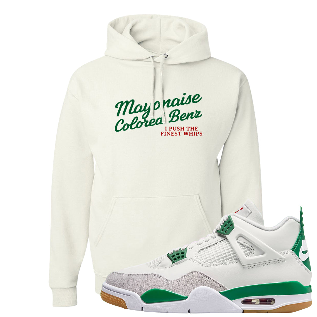 Pine Green SB 4s Hoodie | Mayonaise Colored Benz, White